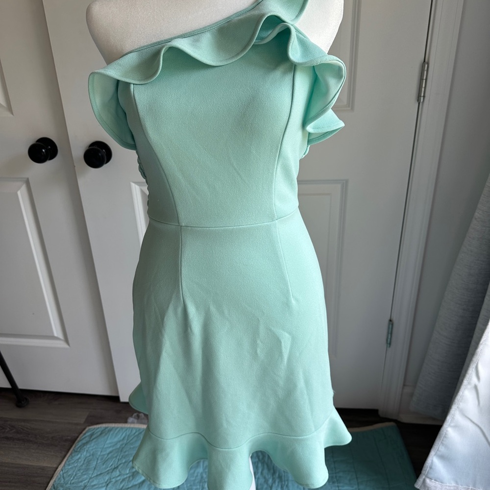 Elegant Mint Green Ruffle Dress